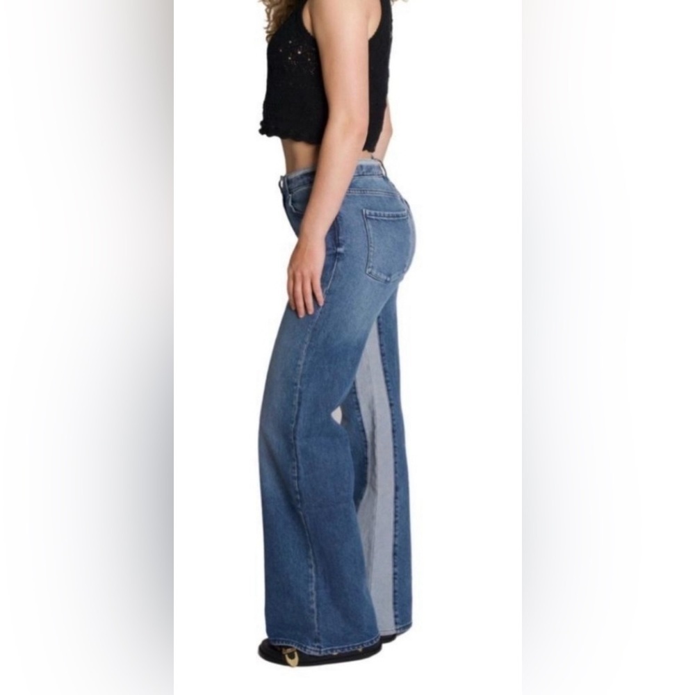 Daily Blue by AG Adriano Goldshmied Virgo, Wide Leg High Waisted Two Toned Denim